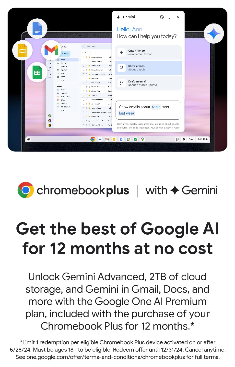 acer Chromebook Plus 514 Laptop - 14 WUXGA, AMD Ryzen 3, 8GB RAM, 128GB SSD, Wi-Fi 6E, FHD Camera, Steel Gray